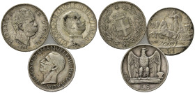 Regno d'Italia. Lotto di 3 monete. Ag. MB