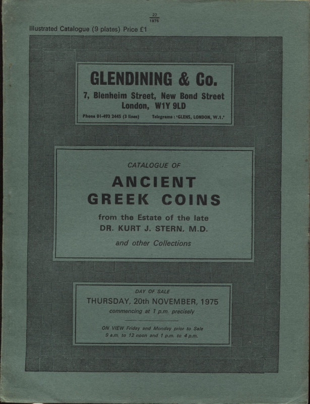 GLENDINING & CO. – London, 20 – November, 1975. Collection Kurt J. Stern. Ancien...