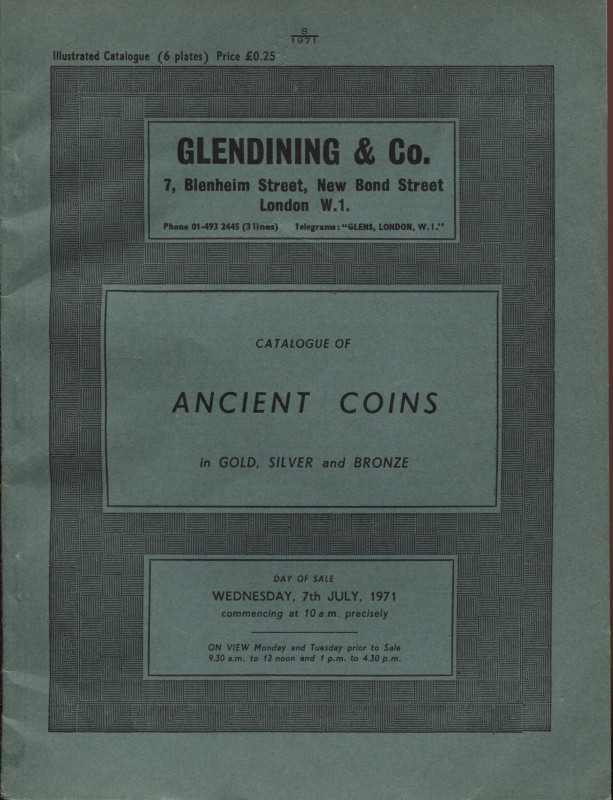 GLENDINING & CO. London, 7 – July, 1971. Catalogue of ancient coins in gold, sil...