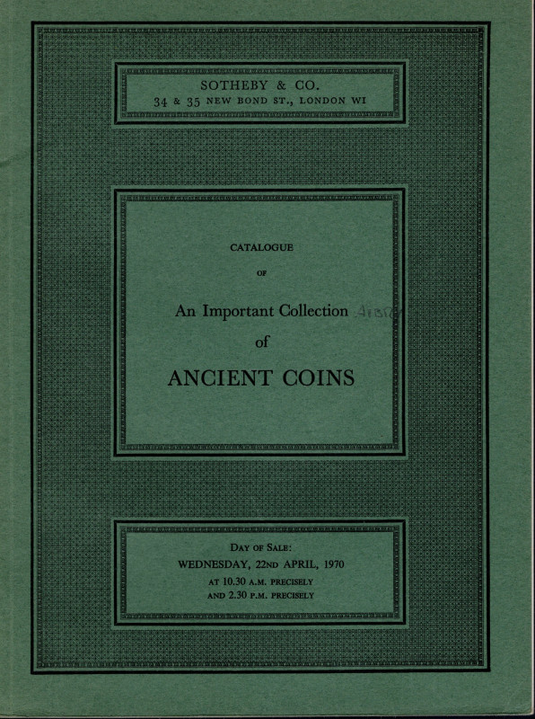 SOTHEBY & CO. London – 22 – April – 1970. An important collection of ancient coi...