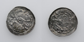 France. Мetz. Stephan of Bar 1120-1163. AR Denar (15mm, 0.78g). Bust of St. Stephen right with palm and book / Hand holding crook. Wendling: II/E/g/22...