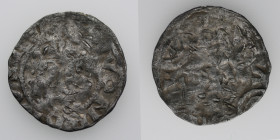 Germany. Duisburg. Konrad II 1024-1039. AR Denar (19mm, 1.24g). Duisburg mint. [+CHVON]RADVS, short bearded crowned head facing / +DIVS [B]VRG, cross ...