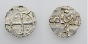 Germany. Cologne. Otto III 983-1002. AR Denar (16mm, 1.79g). Cologne mint. [+O]TTO RE[X], cross with pellets in each angle / S / COLONI[A] / A G, Colo...
