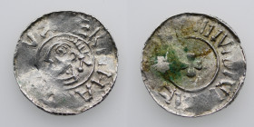 Germany. Saxony. Bernhard I 973-1011. AR Denar (19mm, 1.53g). Bardowick (or Lüneburg or Jever?) mint. [B]ERNHA[R]D[VS D]VX, diademed and draped bust l...