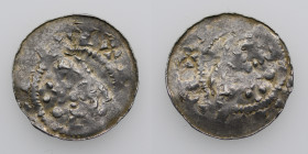 Germany. Diocese Bremen. Adalbert 1043-1066. AR Denar (19mm, 0.85g). Head left with scepter in front / Two keys, six pellets. Jesse 62 var; Dbg. 1777 ...