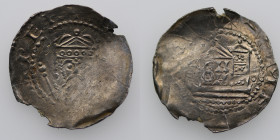 Germany. Speyer. Heinrich III 1039-1056. AR Denar (20mm, 0.78g). Speyer mint. Crowned bust facing / Church, therein CH/ON. Dbg. 832; Ehrend 2/17. Near...