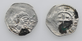 Germany. Otto III. 983-1002. AR Denar (18mm, 1.18g). Würzburg mint. [ S KILIA]NV, Bust of St. Kilian right/[+ O]TTO I[M PE], cross with pellet in each...