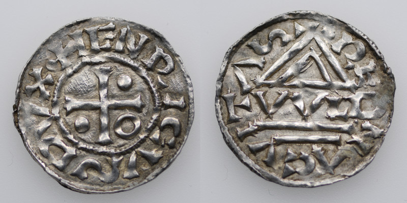 Germany. Duchy of Bavaria. Heinrich II 985-995. AR Denar (21mm, 1.68g). Regensbu...