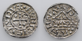 Germany. Duchy of Bavaria. Heinrich II 985-995. AR Denar (21mm, 1.69g). Regensburg mint; moneyer MΛO. ·HENRICVSDVX, cross with one pellet in opposing ...