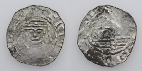 Germany. Duchy of Bavaria. Henry IV 1084-1106. AR Denar (18mm, 0.78g). Regensburg mint. Crowned bust facing / City view behind wall. Hahn 62; Dbg. 171...