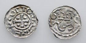 Germany. Swabia. Esslingen. Otto I - Otto III 936 - 1002. AR Denar (18mm, 1.08g). OTTO •SI••C+, cross with pellet in each angle / OTTO, cross written ...