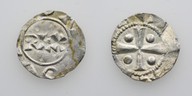 The Netherlands. Deventer. Heinrich II 1002-1014. AR Denar (16mm, 1.05g). Deventer mint. REX / Cross with pellets in each angle. Ilisch 1.5. Very Fine...