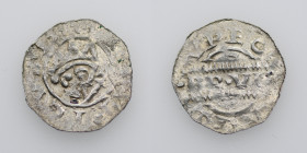 The Netherlands. Friesland. Bruno III 1038-1057. AR Denar (17mm, 0.62g). Leeuwarden mint (?). [HEIN]RIC[VSRE+], crowned head right, cross-tipped scept...