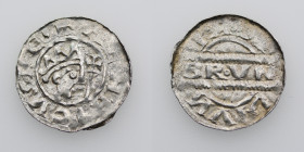 The Netherlands. Friesland. Bruno III 1050-1057. AR Denar (17mm, 0.74g). Leeuwarden mint (?). HENRICVS RE+, crowned head right, cross-tipped scepter b...