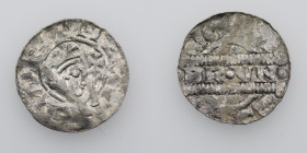The Netherlands. Friesland. Bruno III 1038-1057. AR Denar (16.5mm, 0.58g). Dokkum mint. [HENRICVS RE+], crowned head right, cross-tipped scepter befor...