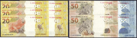 Banknoten - Ausland - Brasilien
10 Scheine zu 6 X 20, 2 X 50 und 2 X 100 Reais 2010. Teilweise fortlaufende KN. I bis I- Pick 255, 256, 257.