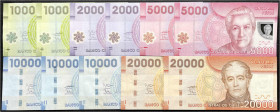 Banknoten - Ausland - Chile
11 Scheine zu 2 X 1, 2 X 2, 2 X 5, 3 X 10 und 2 X 20 Tsd. Pesos 2013-2015. I- bis III Pick 162, 163, 164, 165.