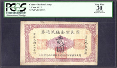 Banknoten - Ausland - China
National Army, 2 Yuan 1927. PCGS-Grading Very Fine 30 Pick S3915.