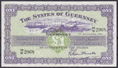 Banknoten - Ausland - Guernsey
1 Pound 1.9.1957. III, selten Pick 43a.