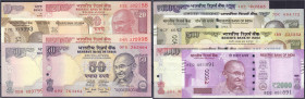 Banknoten - Ausland - Indien
Insgesamt 12 Scheine von 10 bis 2000 Rupien ab dem Jahr 2000. I-II