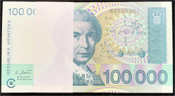 Banknoten - Ausland - Kroatien
Bündel 100 X 100000 Dinar 30.5.1993, mit fortlaufender KN. I Pick 27.