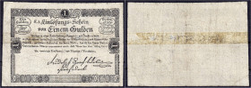 Banknoten - Ausland - Österreich
1 Gulden 1.3.1811. Einlösungsscheine 1811. III-IV Pick A44. Richter 45.