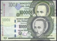 Banknoten - Ausland - Paraguay
2 X 100000 Guaranies 2004 u. 2013. I bis I- Pick 226, 237.