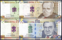 Banknoten - Ausland - Peru
10, 20, 50 u. 100 Nuevos Soles 2012-2013. I Pick 187, 188, 189, 190.