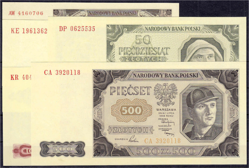 Banknoten - Ausland - Polen
Narodowy Bank, 10, 20, 50, 100 und 500 Zloty 1.7.19...