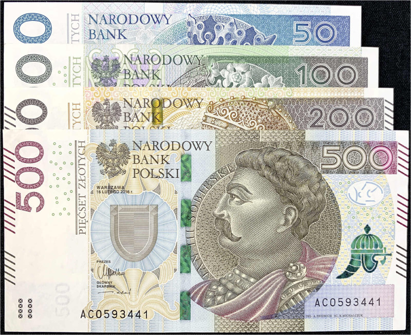 Banknoten - Ausland - Polen
Narodowy Bank Polski, 50, 100, 200 und 500 Zloty 20...