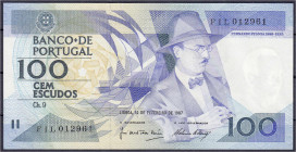 Banknoten - Ausland - Portugal
100 Escudos 12.2.1987. FIL 012961. I-, wellig, selten Pick 179c.