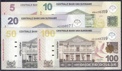 Banknoten - Ausland - Suriname
5 Scheine zu 5, 10, 20, 50 und 100 Dollar 2004. I Pick 157, 158, 159, 160, 161.