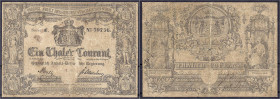Banknoten - Altdeutschland - Anhalt-Dessau
Staatskassen-Schein, 1 Thaler 1.8.1849. Herzoglich Anhalt-Dessauische Regierung 1849. III, kl. Fehlstelle ...
