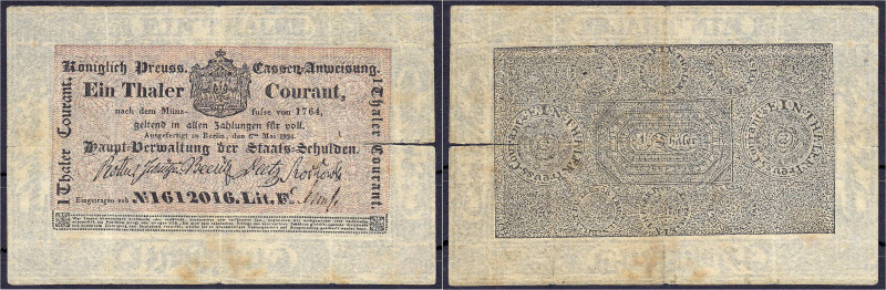 Banknoten - Altdeutschland - Preußen
1 Thaler Courant 6.5.1824. Haupt-Verwaltun...