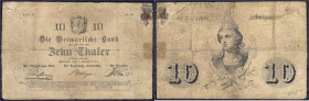 Banknoten - Altdeutschland - Sachsen-Weimar-Eisenach
10 Thaler 4.2.1854. Weimarische Bank. IV- Pick S726. Grabowski/Kranz 644.