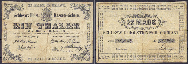 Banknoten - Altdeutschland - Schleswig-Holstein
1 Thaler 31.7.1848 Schleswig-Ho...