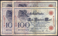 Banknoten - Die deutschen Banknoten ab 1871 nach Rosenberg - Deutsches Reich, 1871-1945
4 X 100 Mark (Blauer Hunderter) aus 1898, 1903, 1905 u. 1907....
