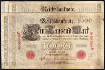 Banknoten - Die deutschen Banknoten ab 1871 nach Rosenberg - Deutsches Reich, 1871-1945
5 X 1000 Mark (Brauner Tausender) aus 1898, 1903, 1906, 1908 ...