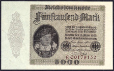 Banknoten - Die deutschen Banknoten ab 1871 nach Rosenberg - Deutsches Reich, 1871-1945
5000 Mark 15.3.1923. Serie E. I-, sehr selten Rosenberg 86. G...