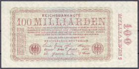 Banknoten - Die deutschen Banknoten ab 1871 nach Rosenberg - Deutsches Reich, 1871-1945
100 Mrd. Mark 5.11.1923. Ohne FZ und BZ. II Rosenberg 130c. G...