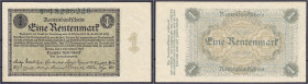 Banknoten - Die deutschen Banknoten ab 1871 nach Rosenberg - Deutsches Reich, 1871-1945
1 Rentenmark 1.11.1923. KN 8-stellig, Serie F. I-II Rosenberg...