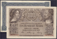 Banknoten - Die deutschen Banknoten ab 1871 nach Rosenberg - Deutsches Reich, 1871-1945
Darlehnskasse Ost, kowno, 50 und 100 Mark 4.4.1918. III bis I...