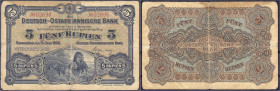 Banknoten - Die deutschen Banknoten ab 1871 nach Rosenberg - Deutsches Reich, 1871-1945
5 Rupien 15.6.1905. Kolonialbanknote, Löwenpaar in der Savann...
