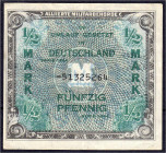 Banknoten - Die deutschen Banknoten ab 1871 nach Rosenberg - Deutschland unter alliierter Besatzung, 1945-1948
1/2 Mark Austauschnote, Serie 1944. US...