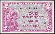 Banknoten - Die deutschen Banknoten ab 1871 nach Rosenberg - Westliche Besatzungszonen und BRD, ab 1948
2 Deutsche Mark, Serie 1948. Serie A/B. I- Ro...