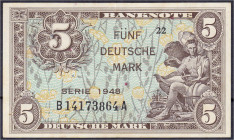 Banknoten - Die deutschen Banknoten ab 1871 nach Rosenberg - Westliche Besatzungszonen und BRD, ab 1948
5 Deutsche Mark, Serie 1948. Kennbuchst. B, S...