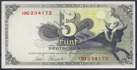 Banknoten - Die deutschen Banknoten ab 1871 nach Rosenberg - Westliche Besatzungszonen und BRD, ab 1948
5 Deutsche Mark 9.12.1948. Serie 13. II bis I...
