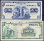 Banknoten - Die deutschen Banknoten ab 1871 nach Rosenberg - Westliche Besatzungszonen und BRD, ab 1948
2 Stück: 10 und 20 Deutsche Mark Serie 1949. ...