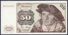 Banknoten - Die deutschen Banknoten ab 1871 nach Rosenberg - Westliche Besatzungszonen und BRD, ab 1948
50 Deutsche Mark 2.1.1980. Serie KK/F. Mit Co...