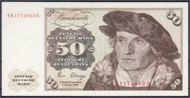 Banknoten - Die deutschen Banknoten ab 1871 nach Rosenberg - Westliche Besatzungszonen und BRD, ab 1948
50 Deutsche Mark 2.1.1980. Serie KK/S. Mit Co...